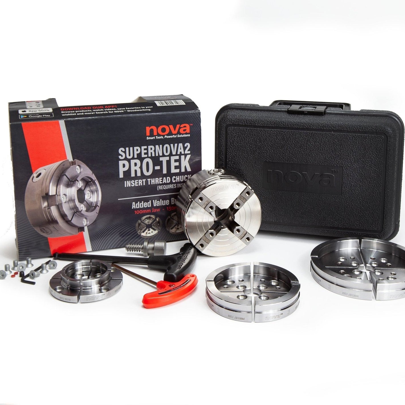 Nova SN2 Pro - Tek Bundle (Includes 23262 Insert Chuck, JS100N, JS130N) | Wood Lathe | Nova