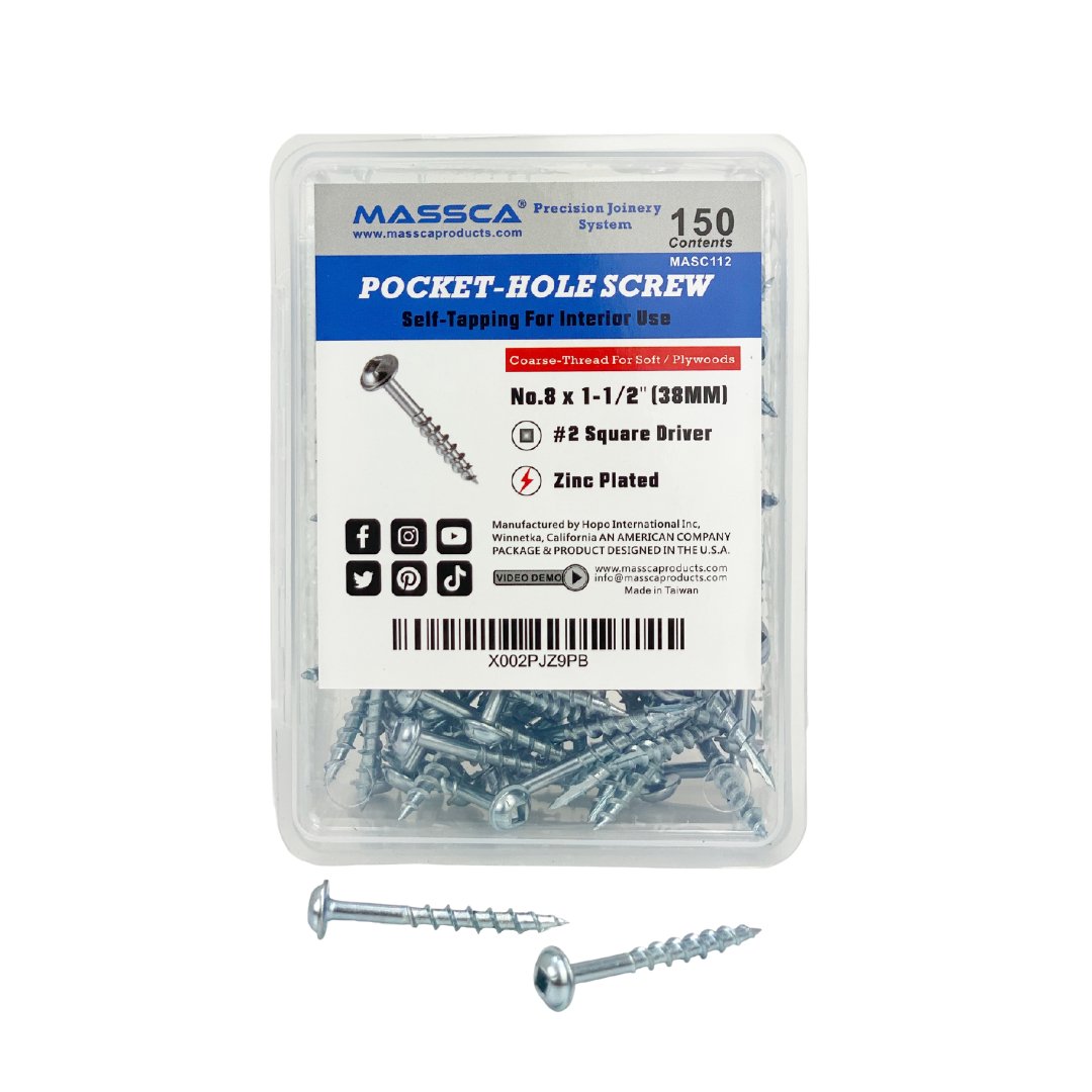 1-1/2'' Coarse Thread #8 Zinc Pocket Hole Screws - 150 Screws | Woodworking | Hamilton Lee Supply