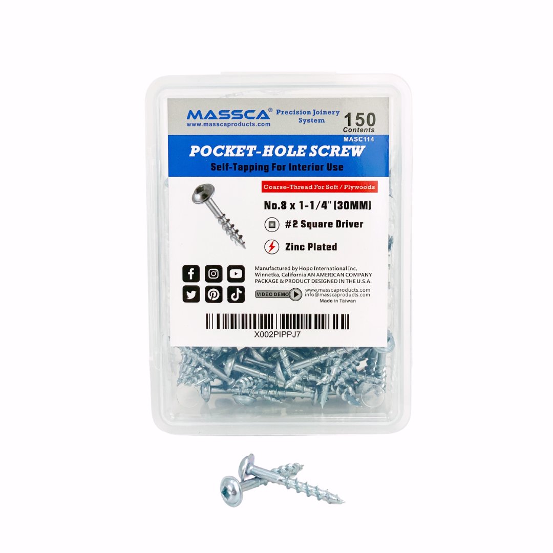 1-1/4'' Coarse Thread #8 Zinc Pocket Hole Screws - 150 Screws | Woodworking | Hamilton Lee Supply