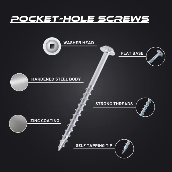 1-1/4'' Fine Thread #7 Zinc Pocket Hole Screws - 150 Screws | Woodworking | Hamilton Lee Supply