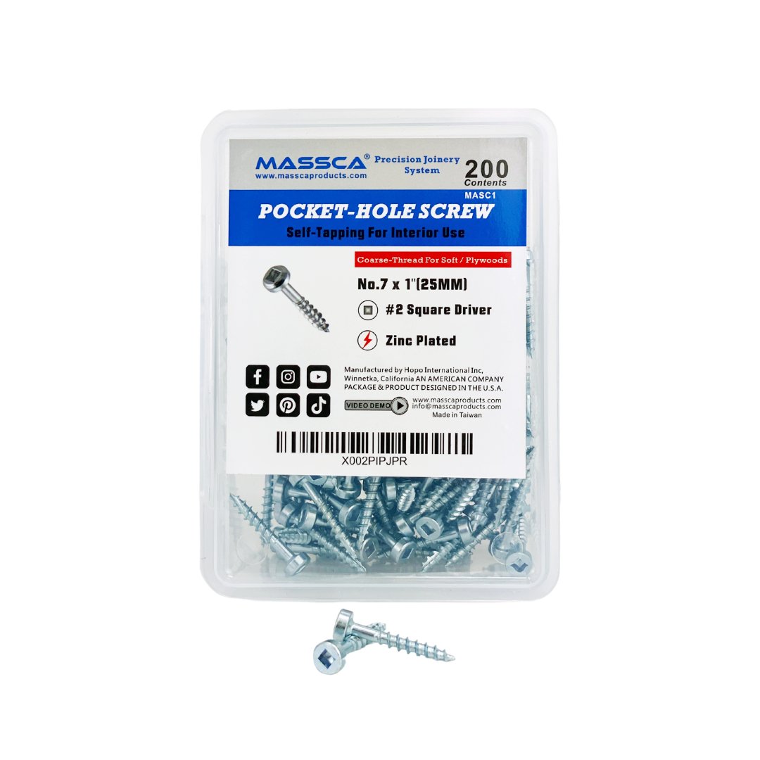 1'' Coarse Thread #7 Zinc Pocket Hole Screws - 200 Screws | Woodworking | Hamilton Lee Supply