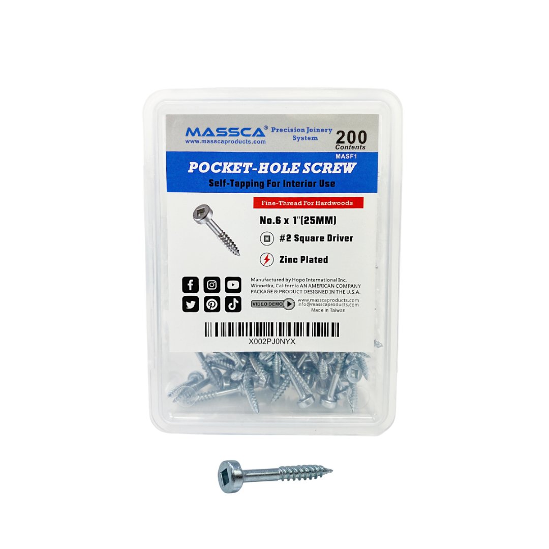 1'' Fine Thread #6 Zinc Pocket Hole Screws - 200 Screws | Woodworking | Hamilton Lee Supply