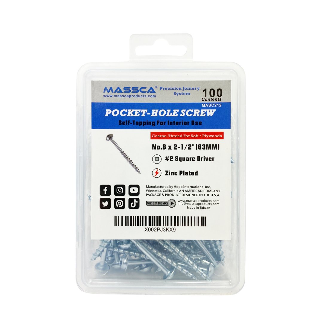 2-1/2'' Coarse Thread #8 Zinc Pocket Hole Screws - 100 Screws | Woodworking | Hamilton Lee Supply