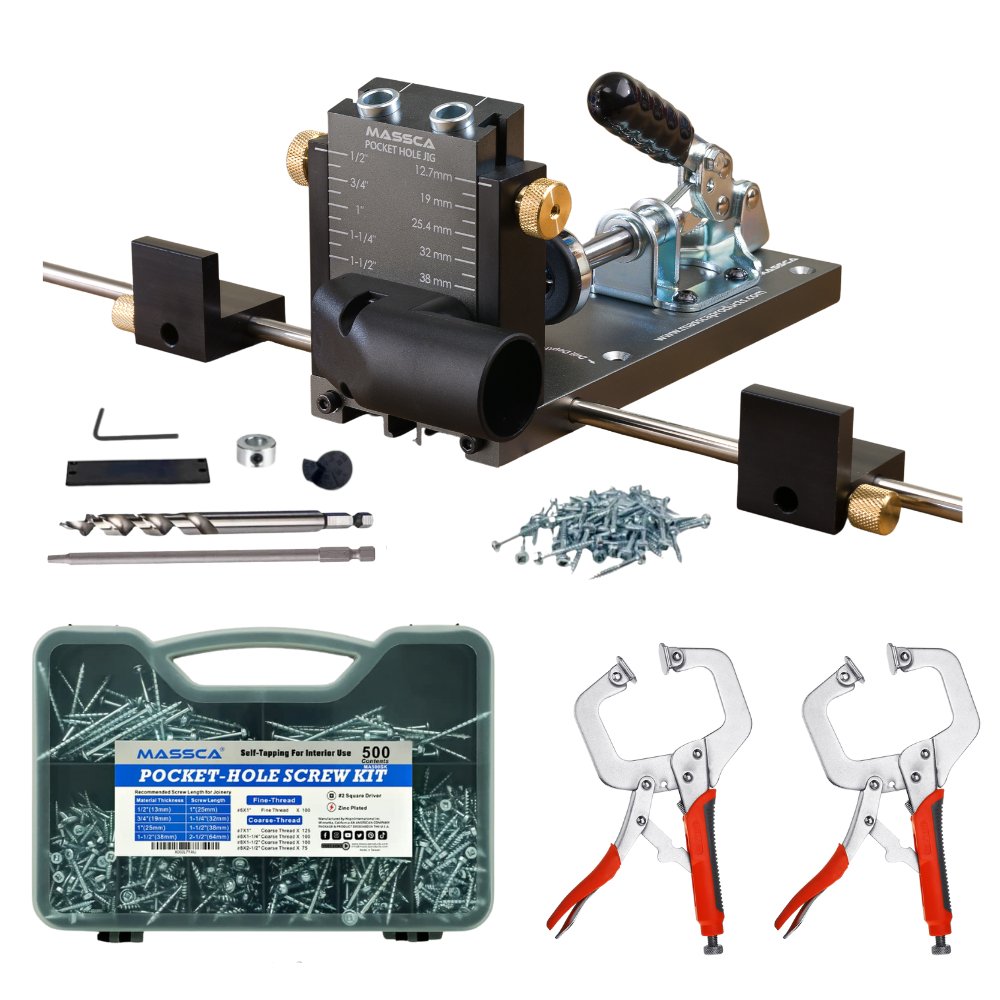 Massca M2 PRO Aluminum Pocket Hole Jig System | Bundle #6 | Woodworking | Hamilton Lee Supply