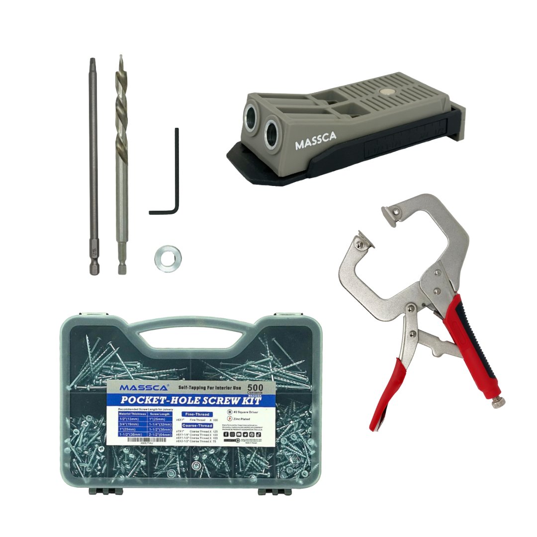 Massca Twin Pocket Hole Jig Set Bundle | Woodworking | Massca Products