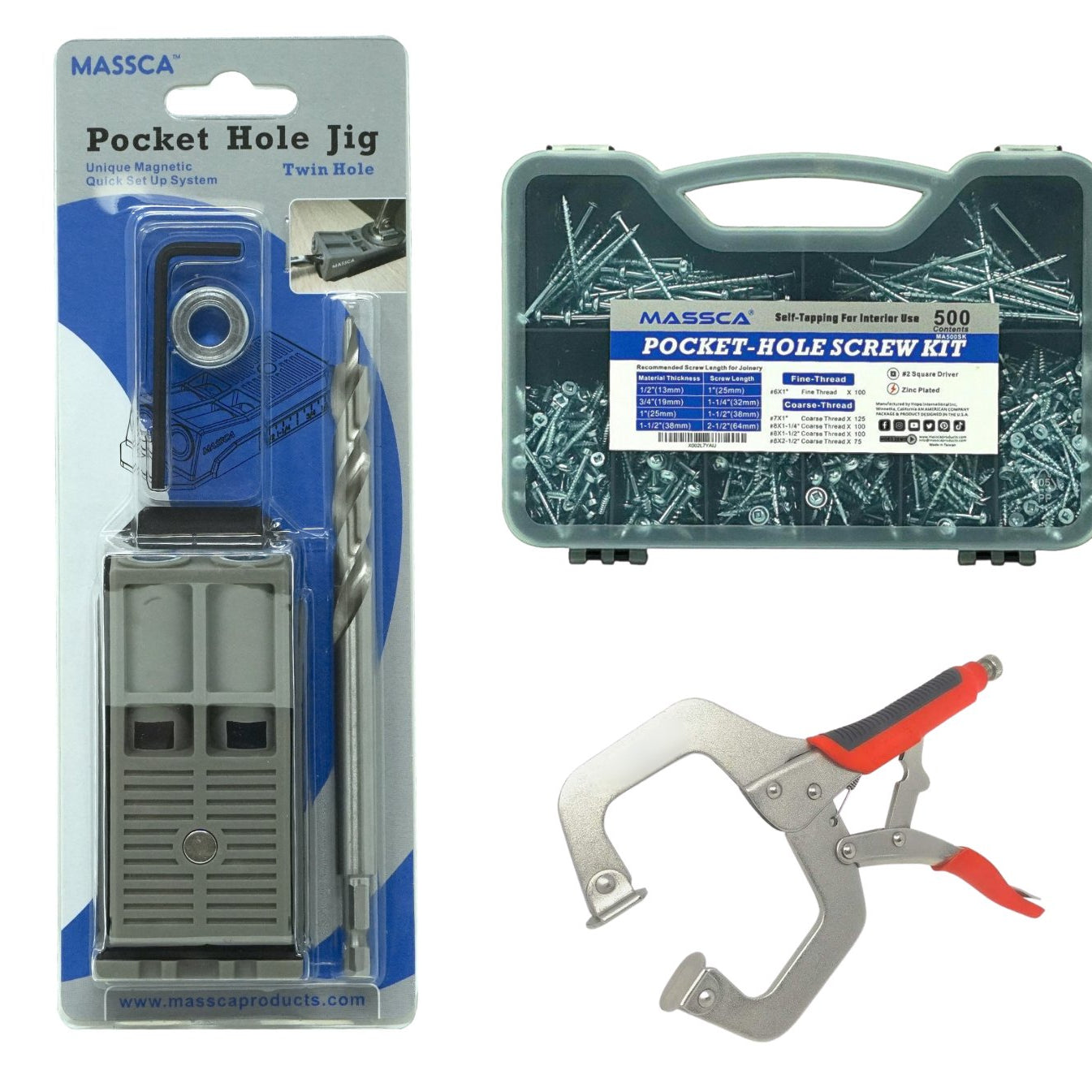 Massca Twin Pocket Hole Jig Set Bundle | Woodworking | Massca Products