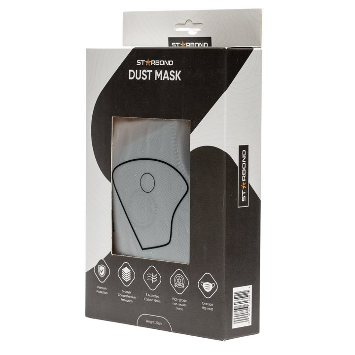 Starbond Black Dust Mask with 3 Carbon Filters, One Size Fits Most | Adhesive | Starbond