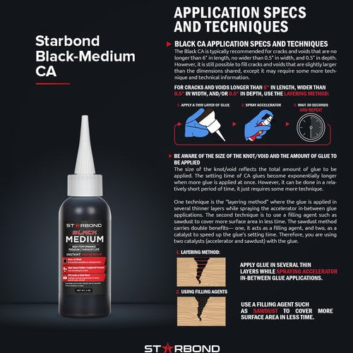 Starbond Black Medium CA Glue | Adhesive | Hamilton Lee Supply