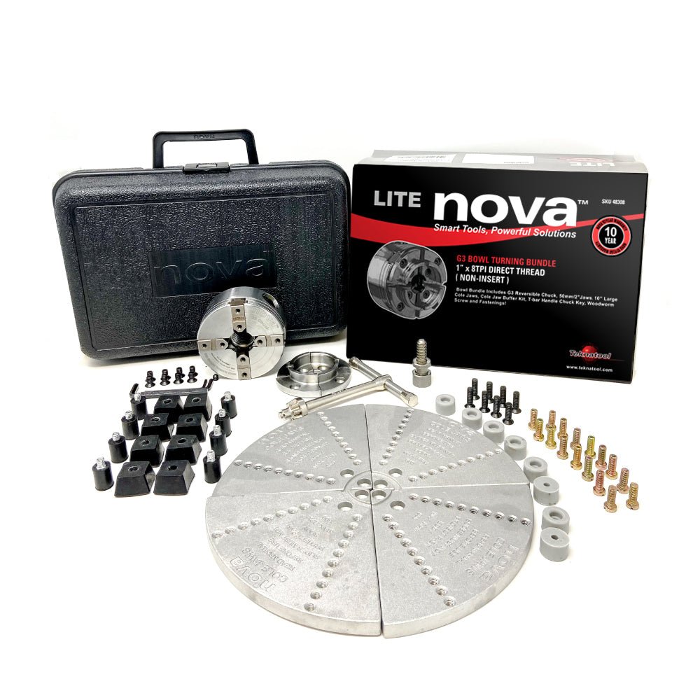 Nova Lite G3 Bowl Turning Bundle (Includes 48287, JSCOLE, 6030, and Case | Wood Lathe | Nova