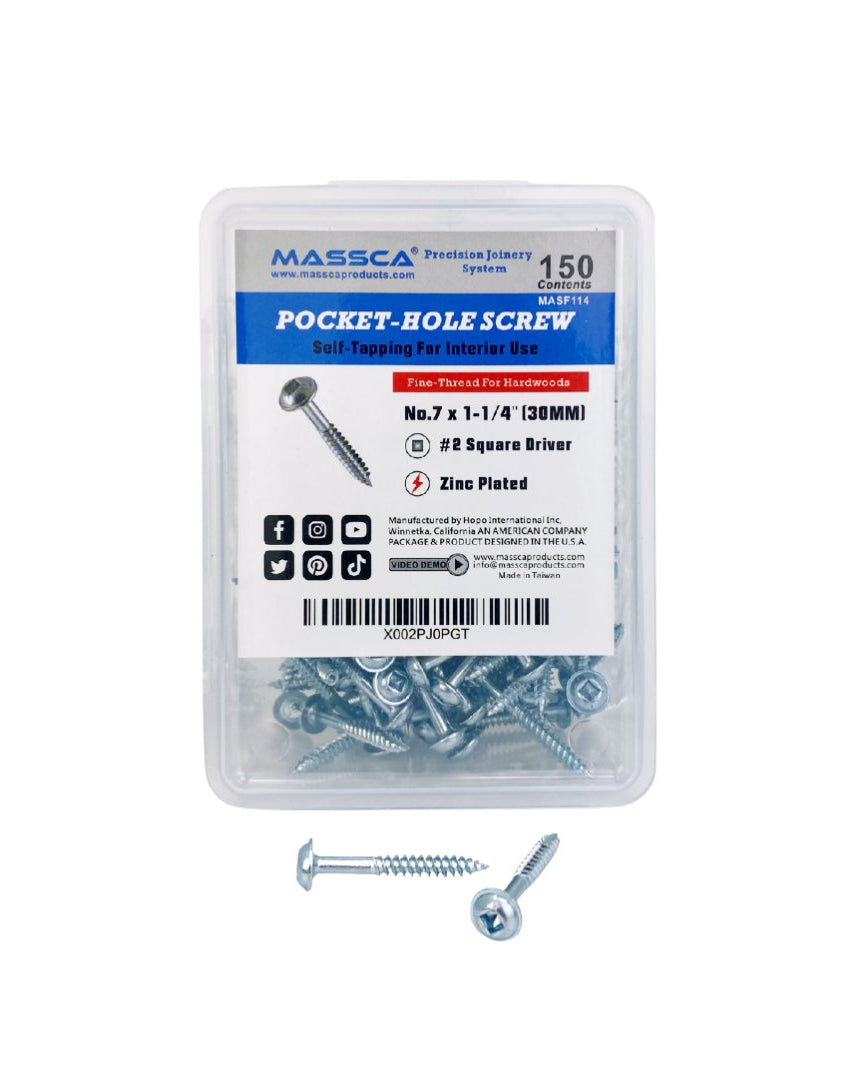 1-1/4'' Fine Thread #7 Zinc Pocket Hole Screws - 150 Screws | Woodworking | Hamilton Lee Supply