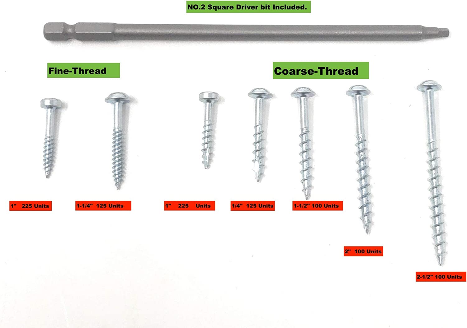 Massca Products | Pocket-Hole Screw Kit 1000 Units | Self Tapping Zinc Plated Screws | Woodworking | Massca Products