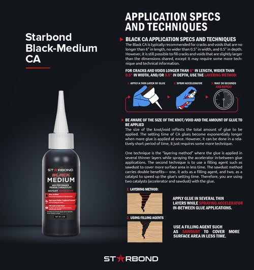 Starbond Black Medium CA Glue | Adhesive | Hamilton Lee Supply