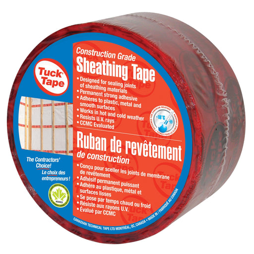 Cantech Contractors Sheathing Tape Roll 55 M L 60 mm W 3 Mil Thick Polypropylene Backing Red 205256055